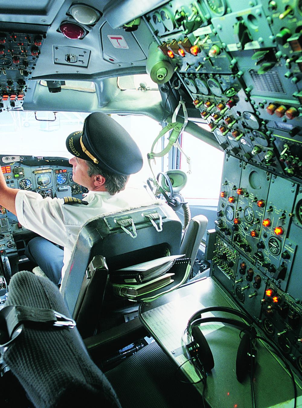 Pilot in a cockpit