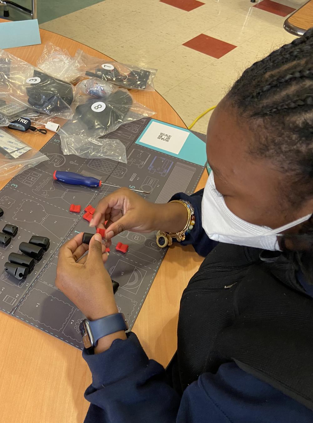 Student working on a robotics activity