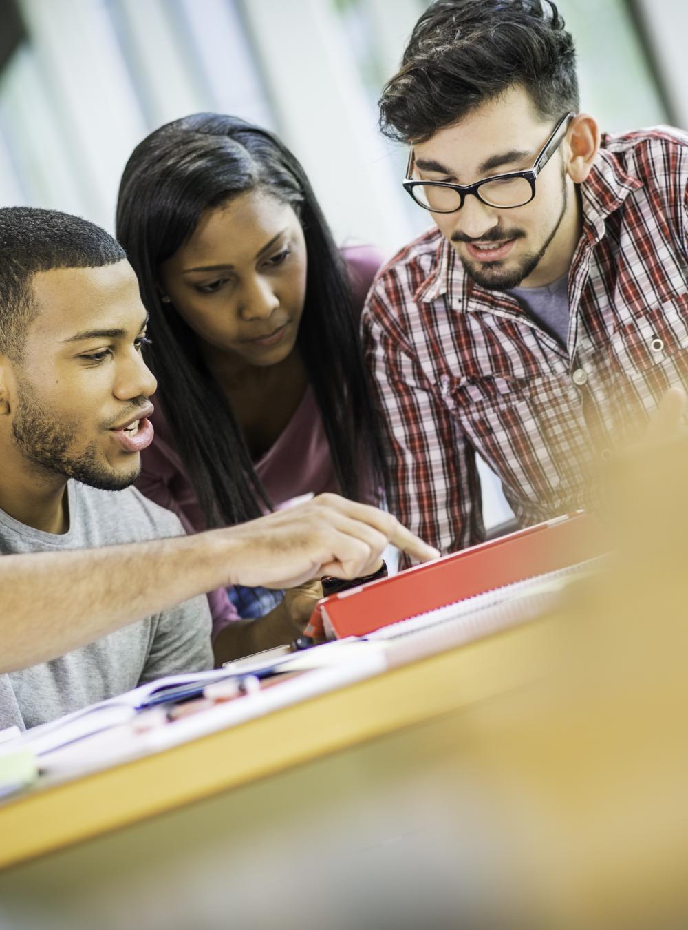 College students working together on a project