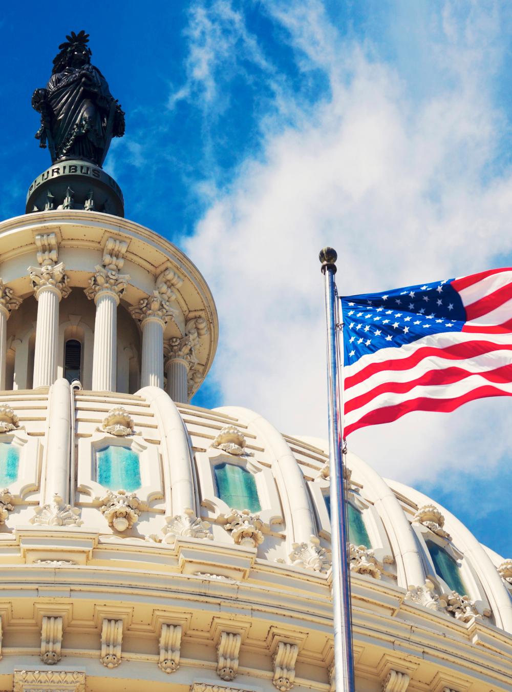 Outside view of the dome of the Capitol building