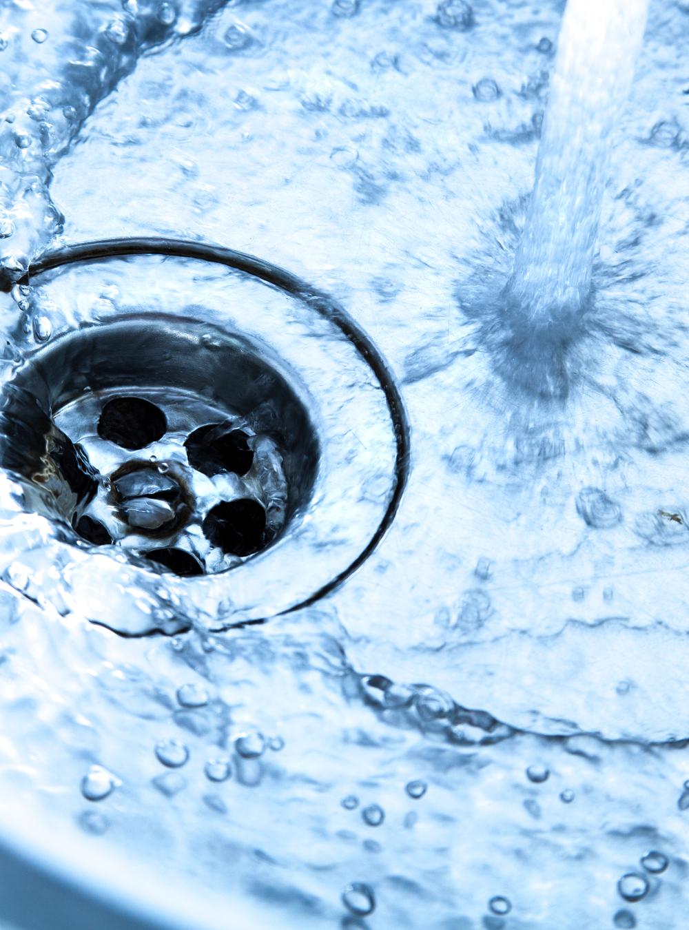 Kitchen sink with running water