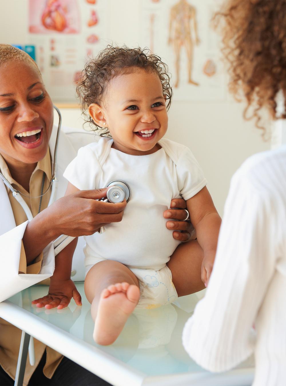 mother and daughter in doctors office