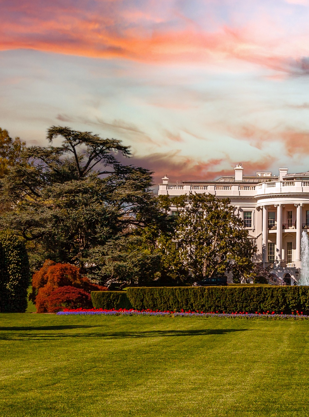 White House at sunset