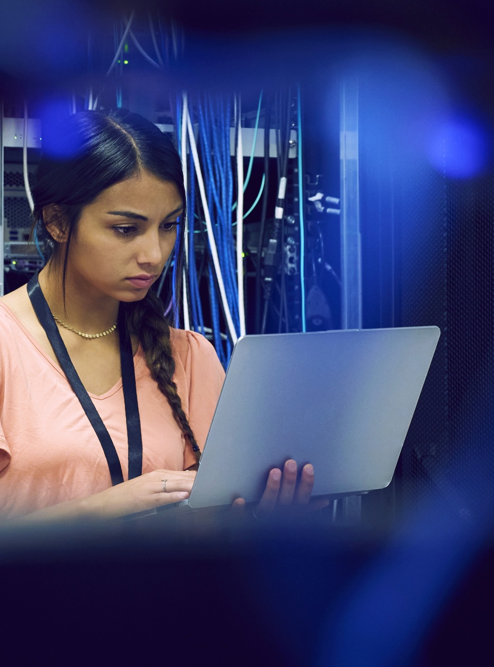 Woman working on a laptop