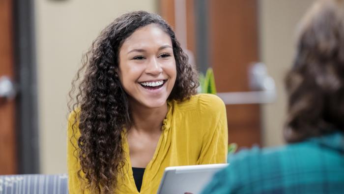 Early career professional interviewing for a job