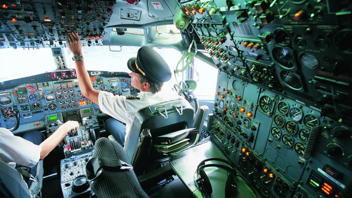 Pilot in a cockpit