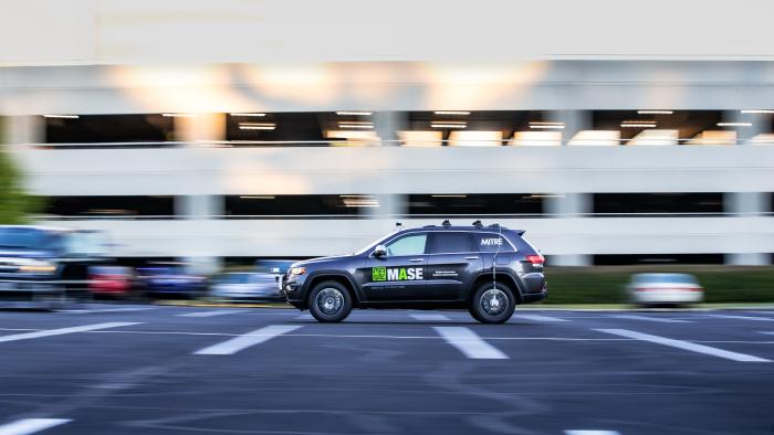 MASE Lab autonomous vehicle at the MITRE McLean campus