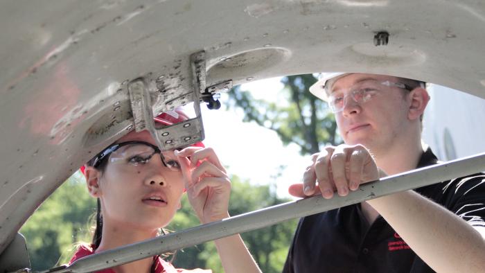 University researchers working on an aircraft