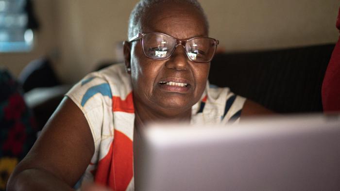 woman using a laptop