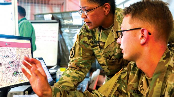 U.S. Army soldiers participating in Cyber Quest 2018