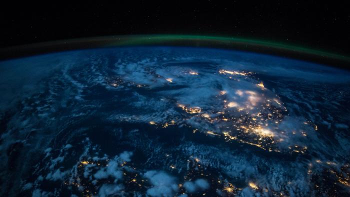 Earth from space, showing lights across the world