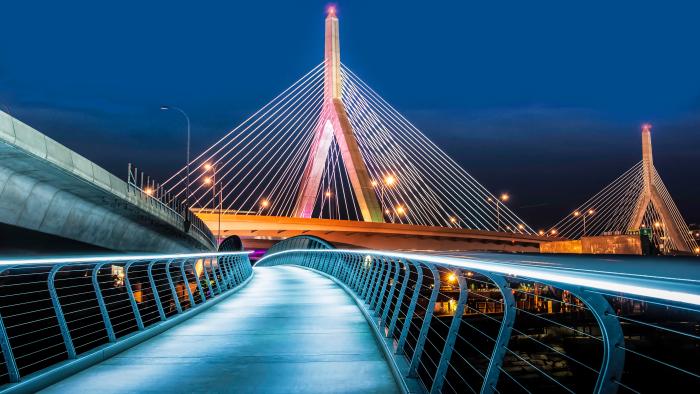 A walkway connects North Point Park in Cambridge with Paul Revere Park in Charlestown. This walkway goes under the Zakim Bunker Hill Bridge