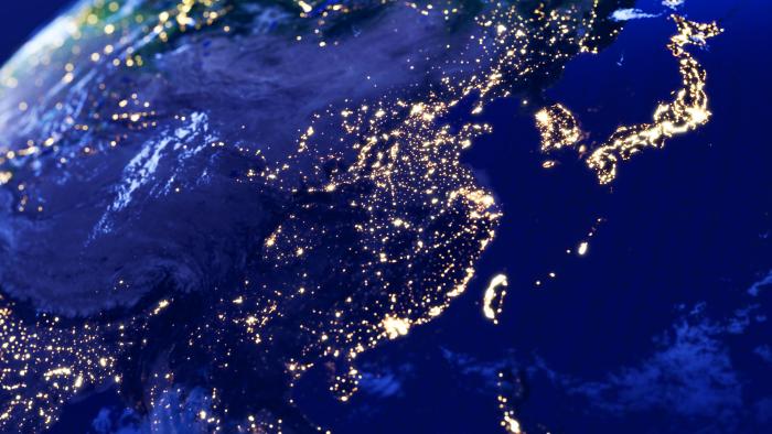 East Asia night lights view from Space