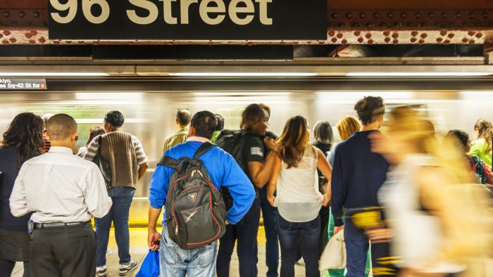 Crowd of people waiting for a subway train