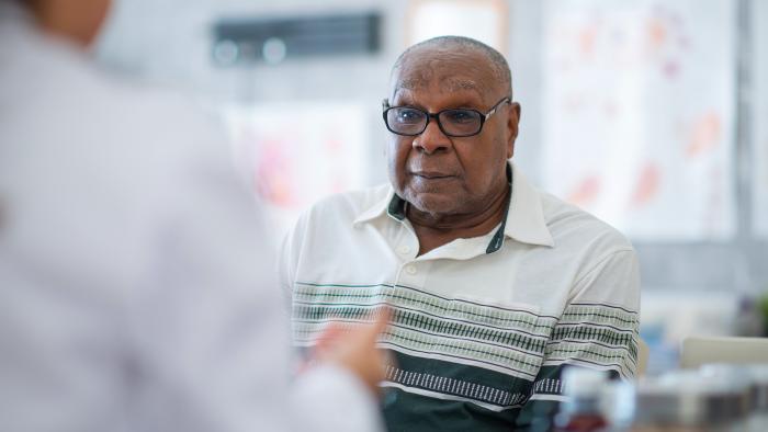 Senior man getting a health checkup