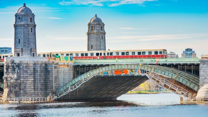 Charles River and Longfellow Bridge, in Boston Massachusetts