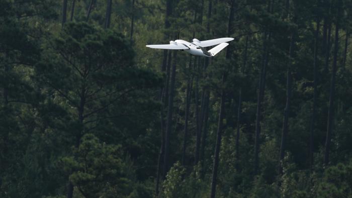 drone over trees