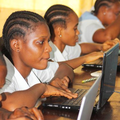 Liberian kids using computers