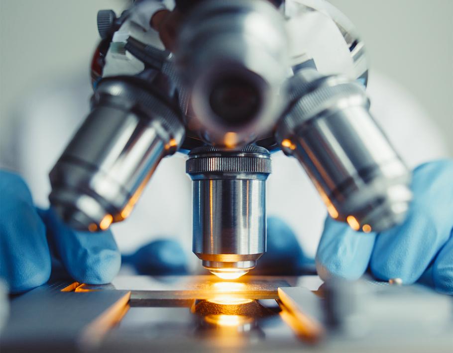 Close-up view of a microscope